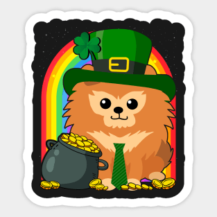 Pomeranian Rainbow Irish Clover St Patrick Day Dog Gift print Sticker